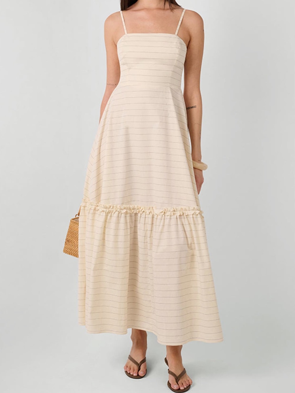 WeWoreWhat Cream Striped Maxi Dress